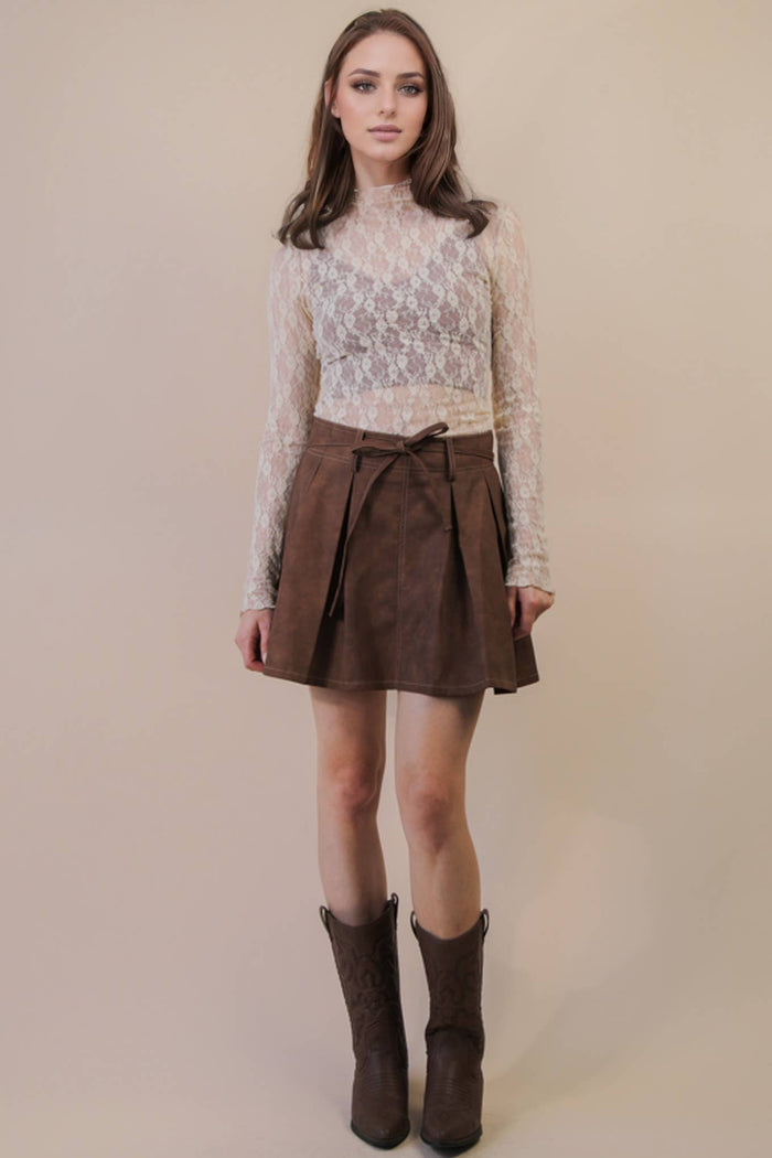 Fitted Sheer Mesh Lace Knit Top