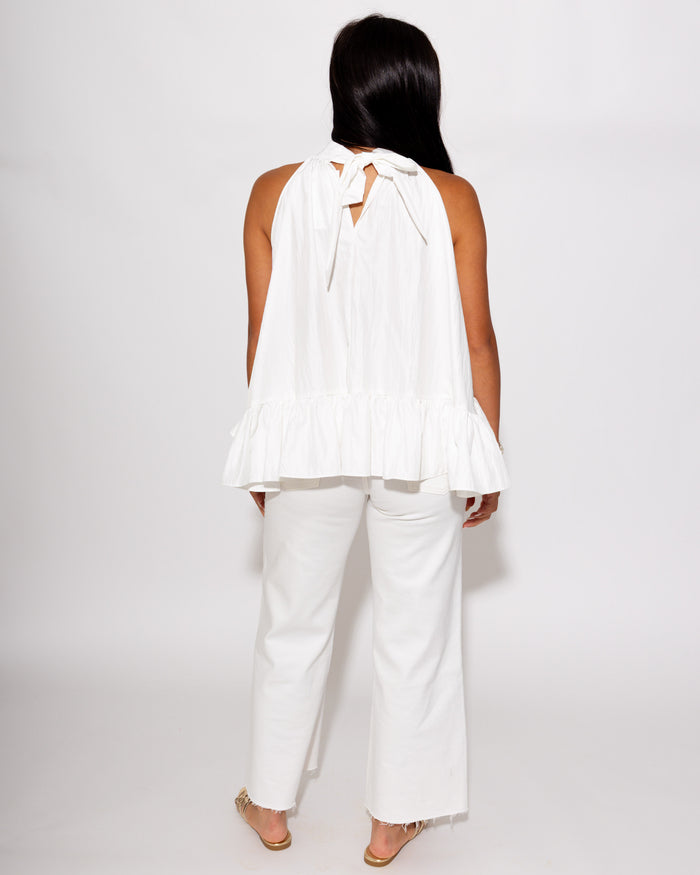 Flirty Ruffle Halter Top in White