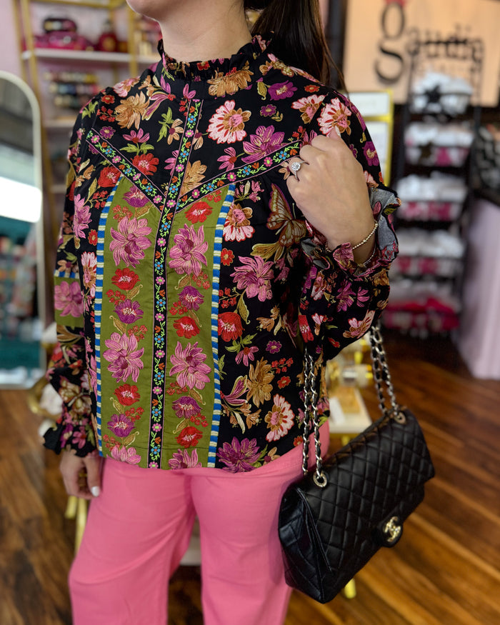 Floral Border Print Top