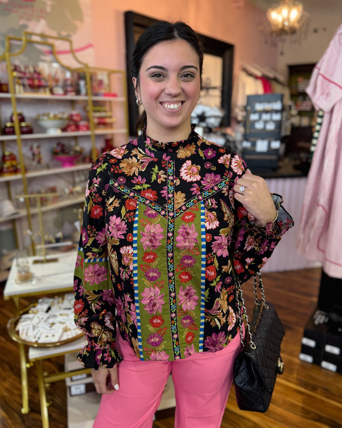 Floral Border Print Top