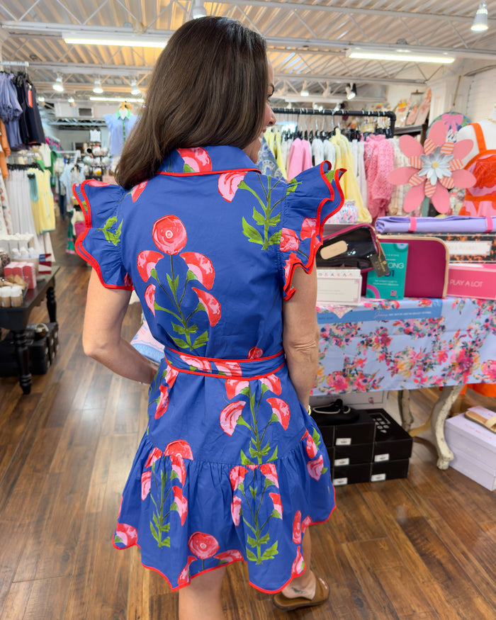 Floral Button-Down Ruffle Dress