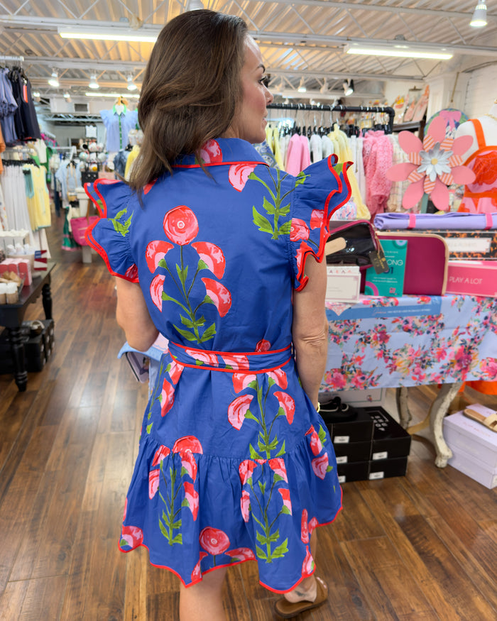 Floral Button-Down Ruffle Dress