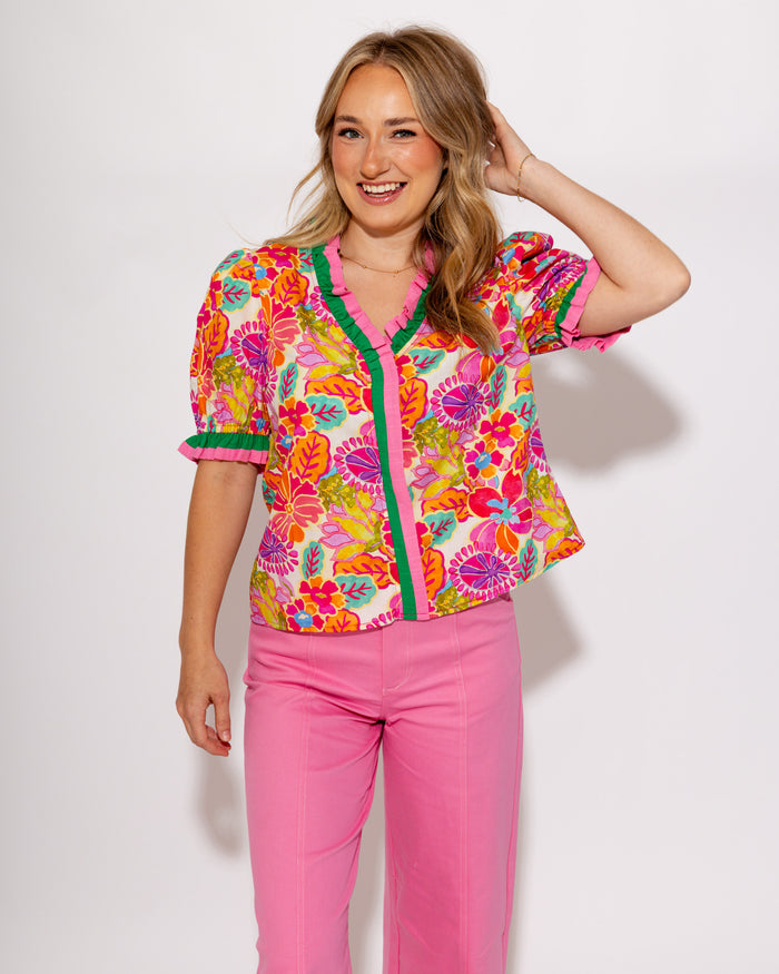 Floral Charm Ruffle Top