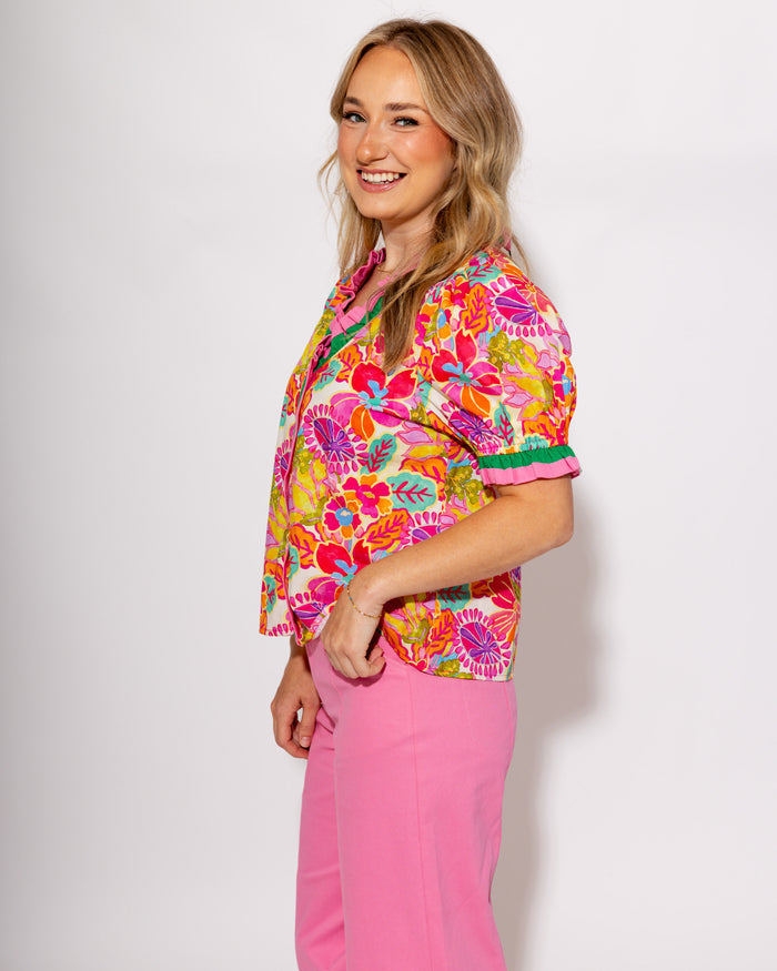 Floral Charm Ruffle Top