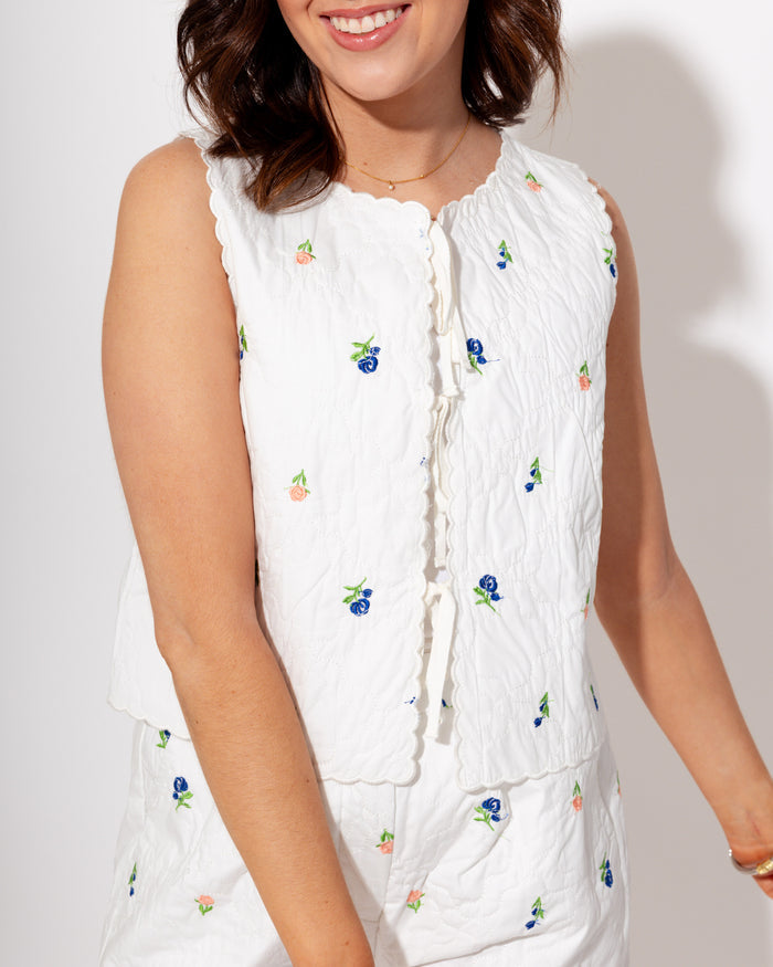 Floral Embroidery Quilted Set