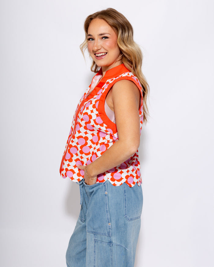 Floral Scalloped Edge Top