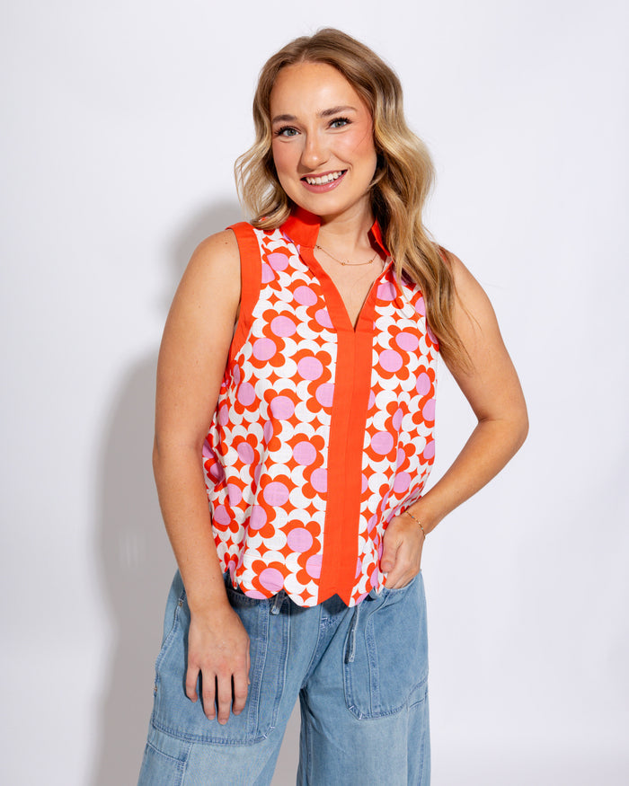 Floral Scalloped Edge Top