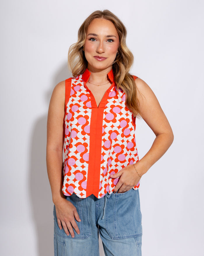 Floral Scalloped Edge Top