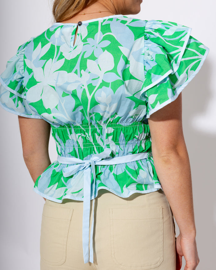 Floral Smocked Flutter Sleeve Top
