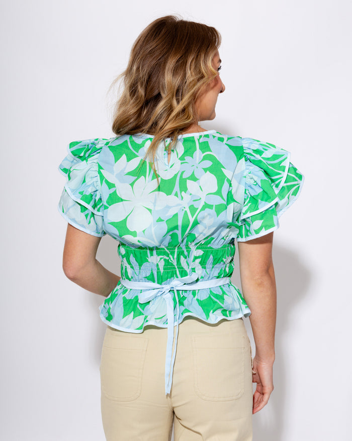 Floral Smocked Flutter Sleeve Top