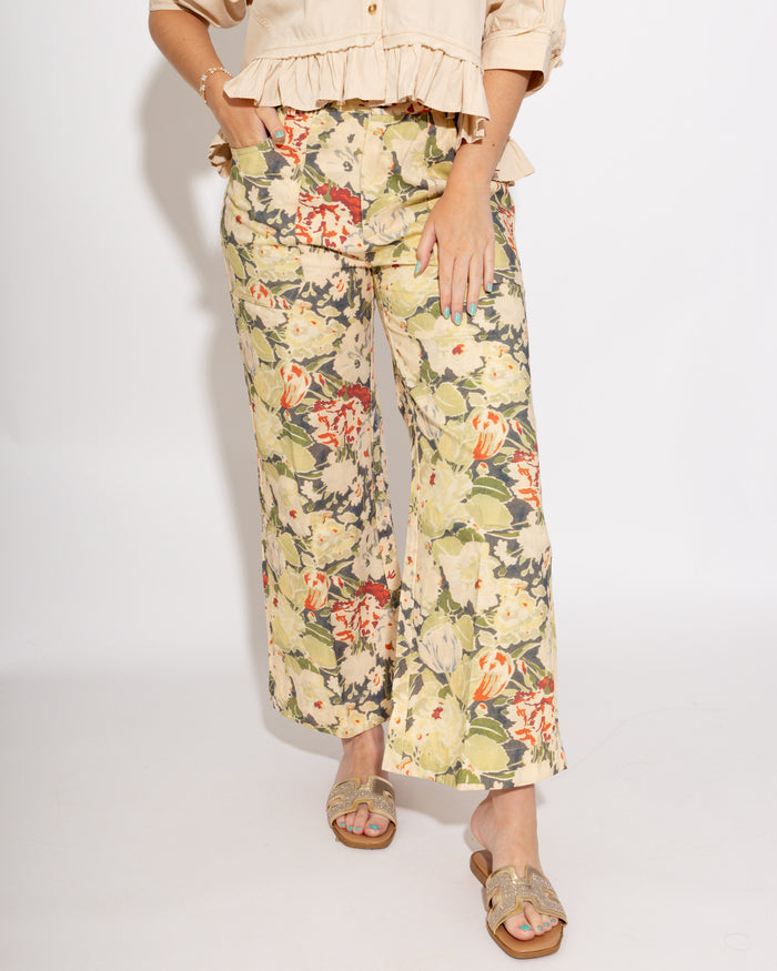 Floral Statement Wide Leg Tailored Pants