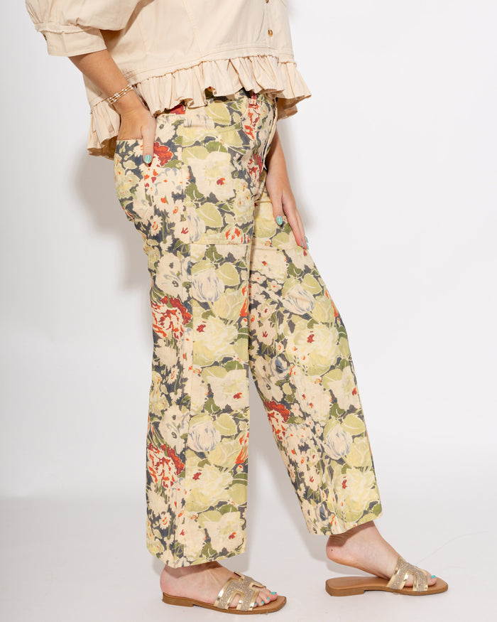 Floral Statement Wide Leg Tailored Pants