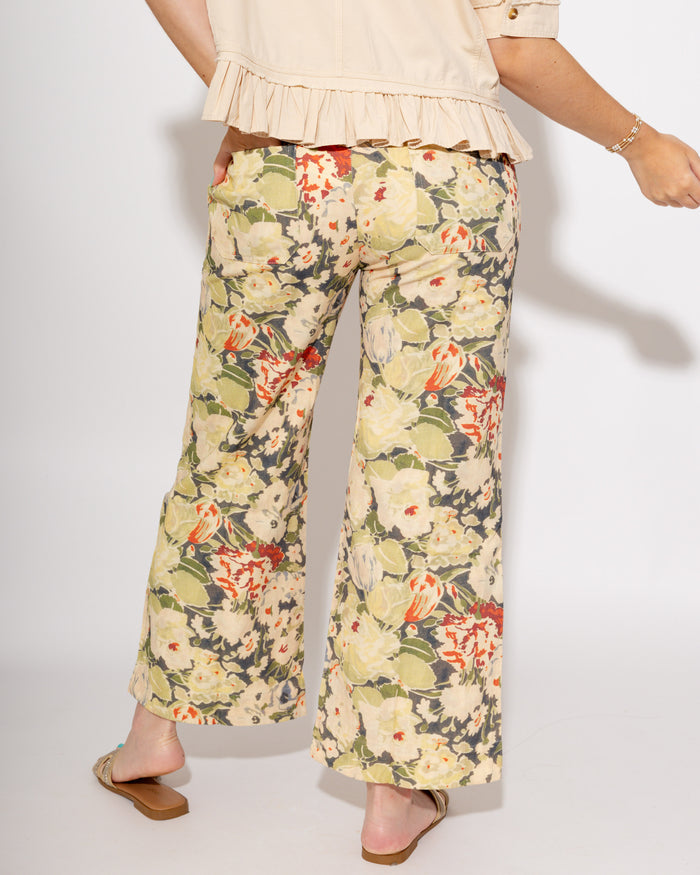 Floral Statement Wide Leg Tailored Pants