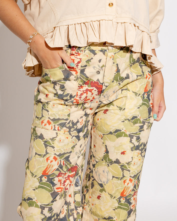 Floral Statement Wide Leg Tailored Pants