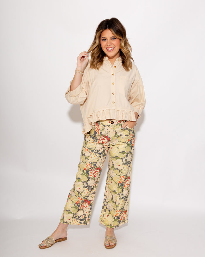 Floral Statement Wide Leg Tailored Pants