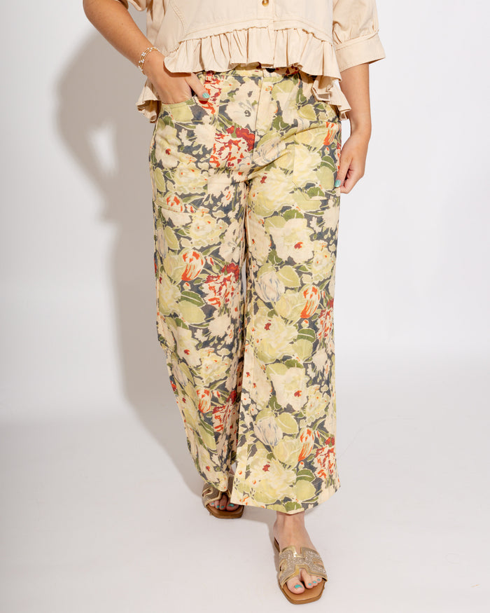 Floral Statement Wide Leg Tailored Pants