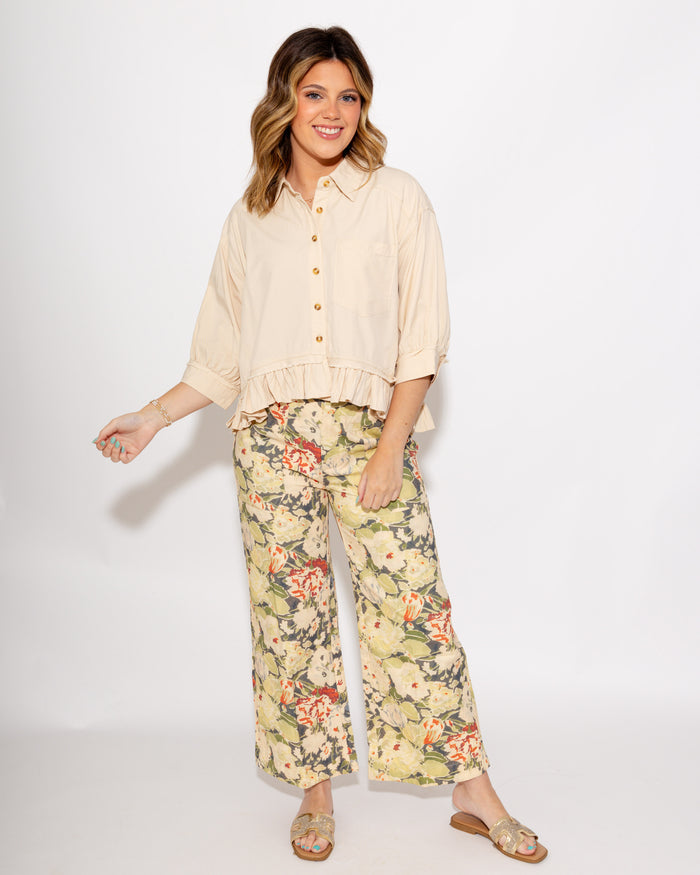 Floral Statement Wide Leg Tailored Pants