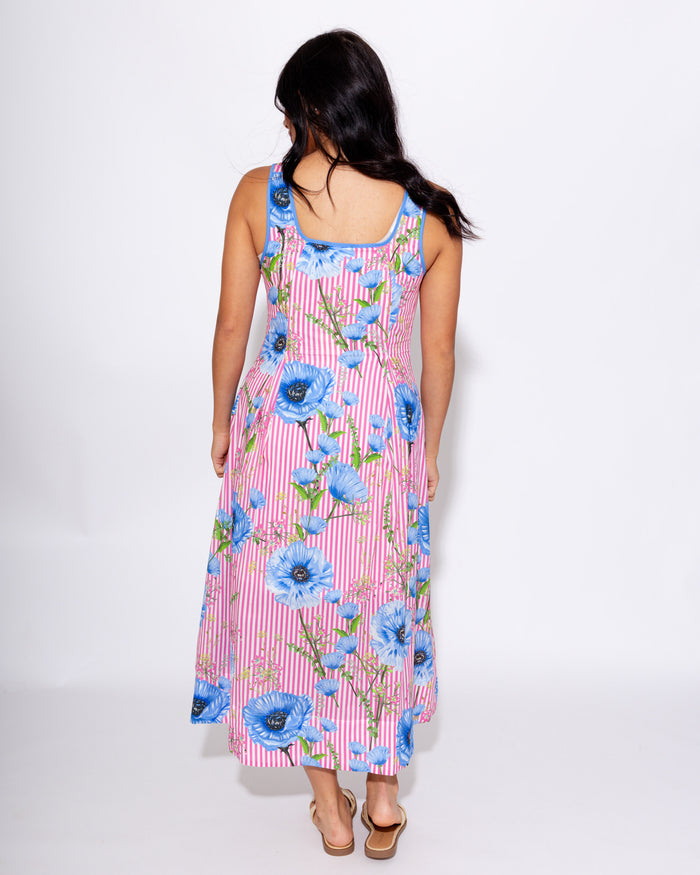 Floral Stripe Sleeveless Midi