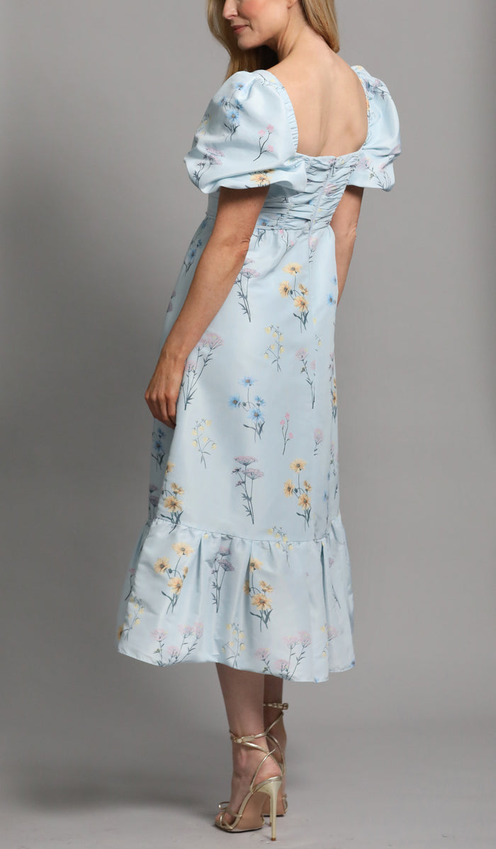 Floral Taffeta Midi Dress
