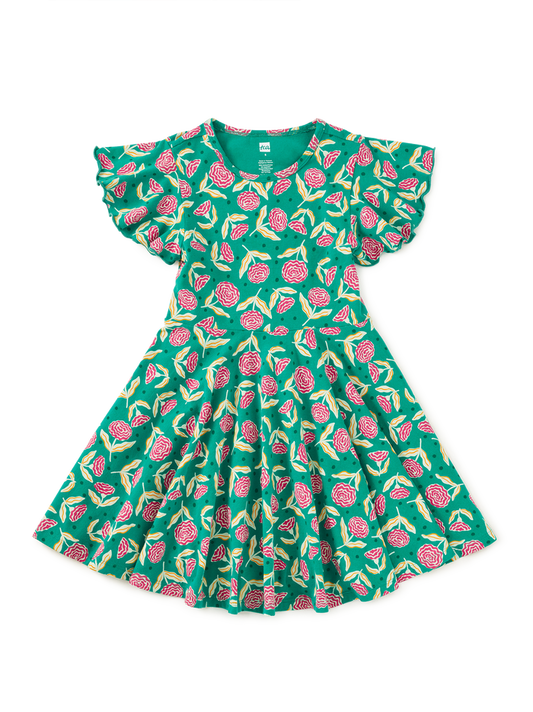 Flutter Sleeve Twirl Dress
