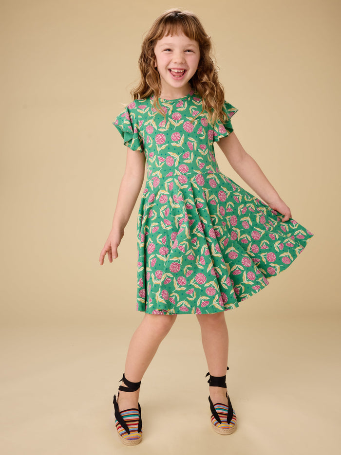 Flutter Sleeve Twirl Dress