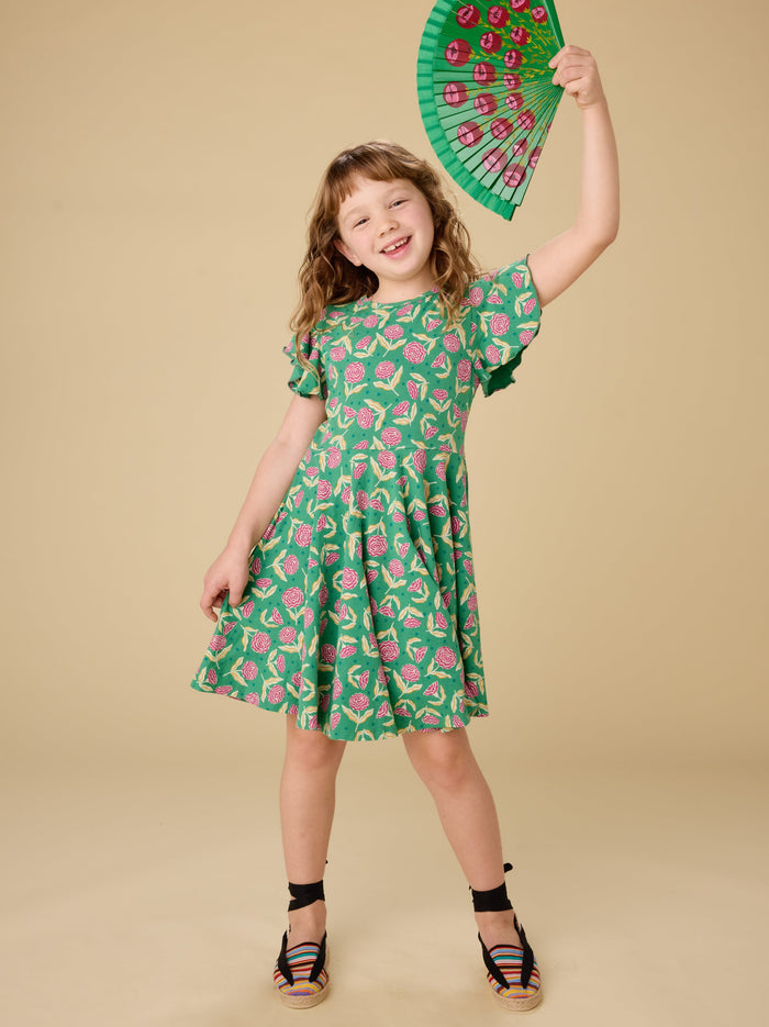 Flutter Sleeve Twirl Dress