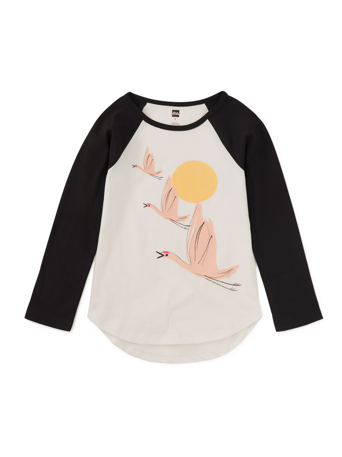 Flying Cranes Graphic Raglan T