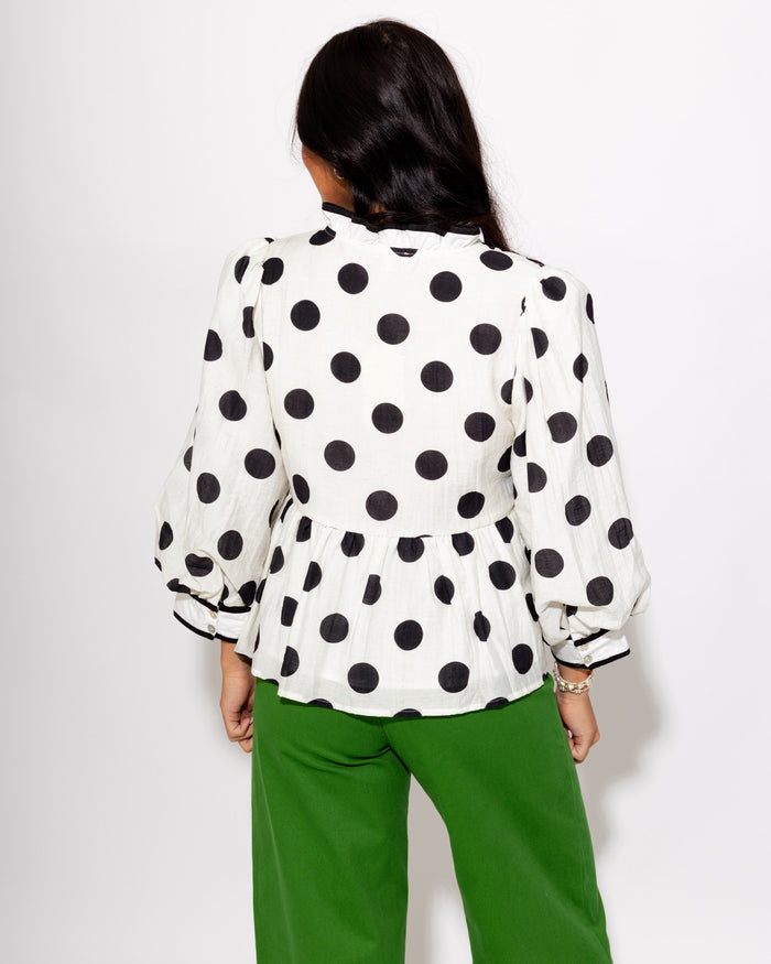 Fun & Flirty Polka Dot Top in White