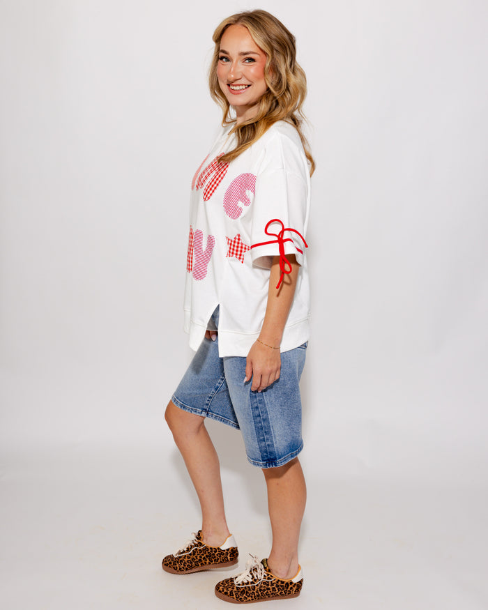 Game Day Patchwork Boxy Tee in Red