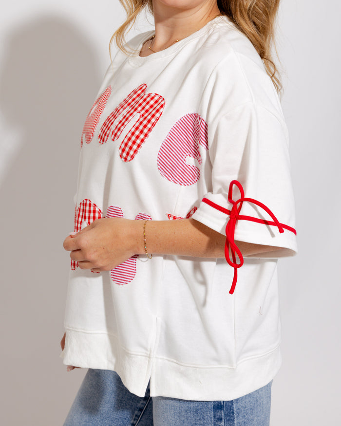 Game Day Patchwork Boxy Tee in Red