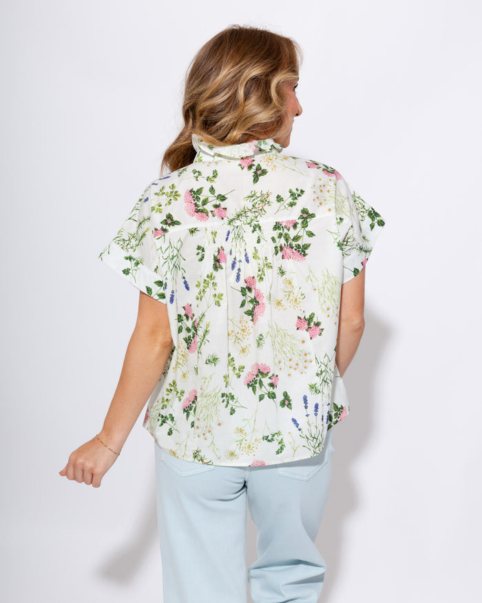 Garden Bloom Ruffle Trim Top
