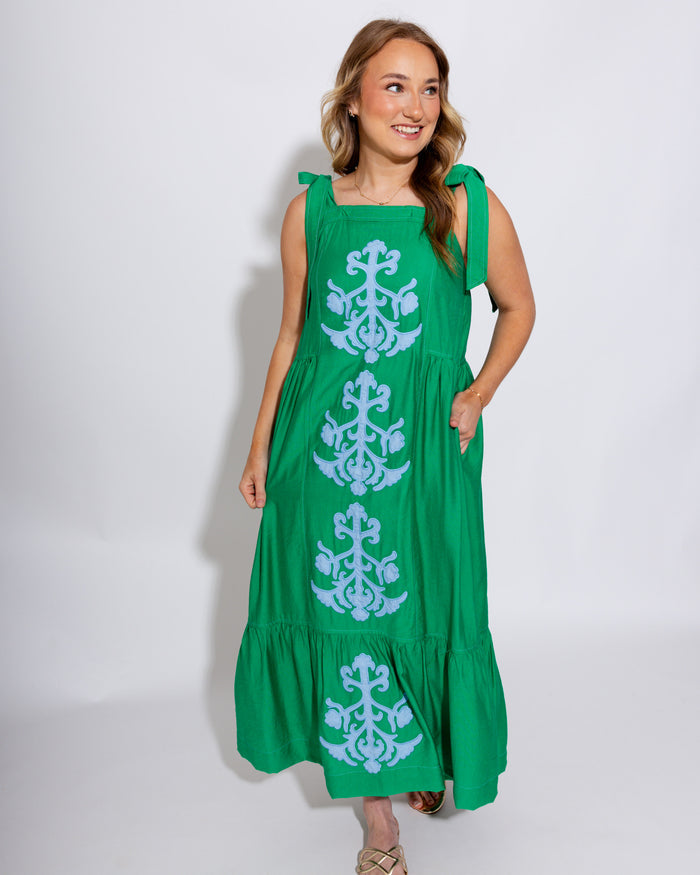 Garden Grace Appliqué Midi Dress