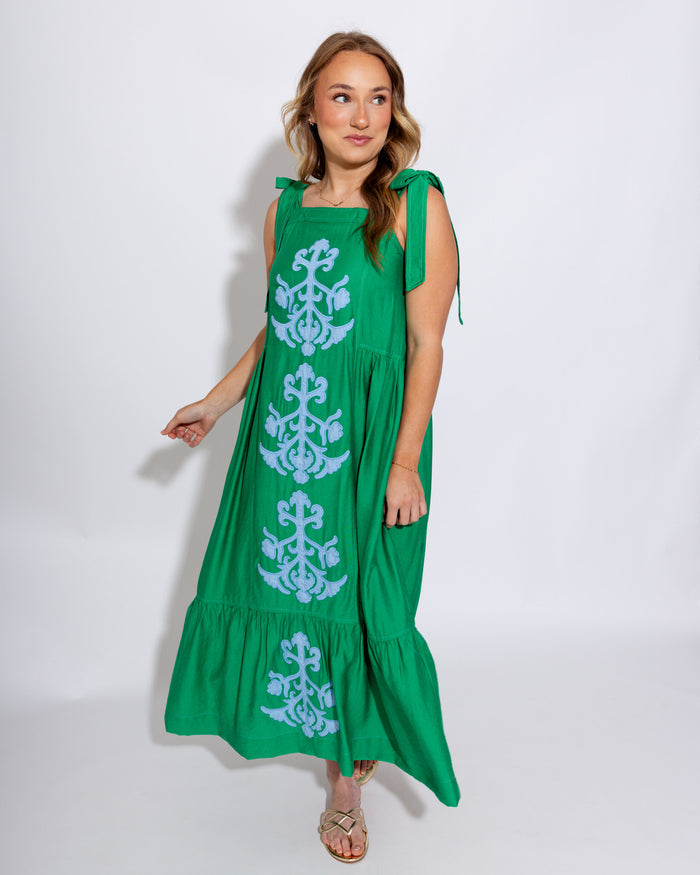 Garden Grace Appliqué Midi Dress