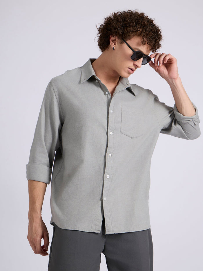 Garret - Brushed Plain Shirt - Light Grey