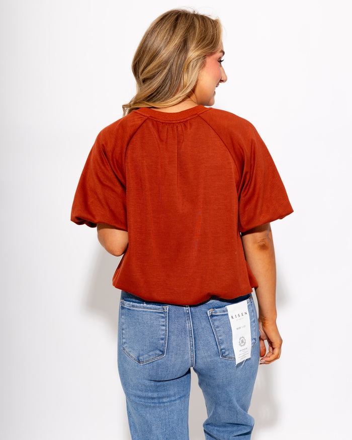 Gathered Detail Top in Rust