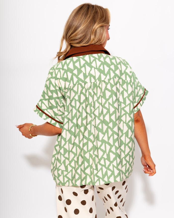 Geo Print Contrast Top