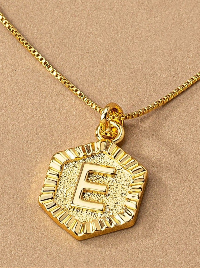 Gold Hexagon Initial Charm