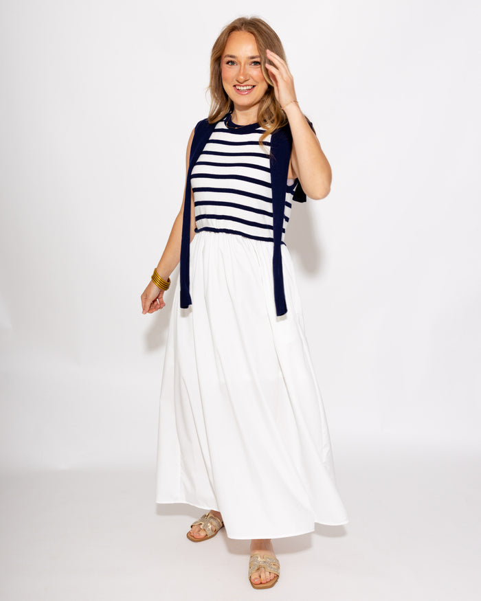 Harbor Stripe Layered Midi Dress