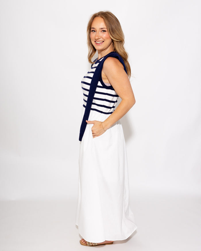 Harbor Stripe Layered Midi Dress