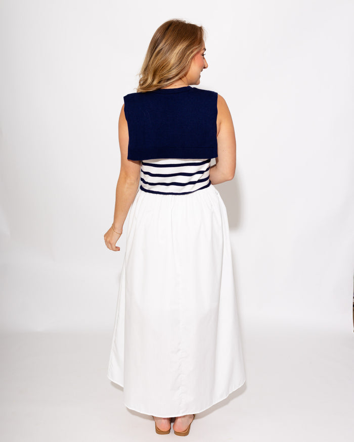 Harbor Stripe Layered Midi Dress
