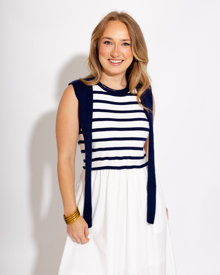 Harbor Stripe Layered Midi Dress