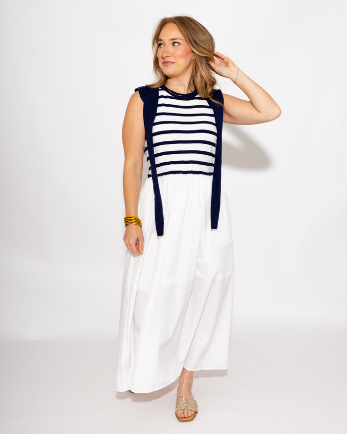 Harbor Stripe Layered Midi Dress