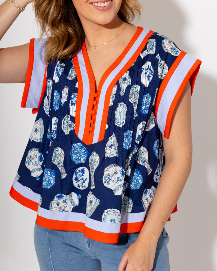 Heirloom Bloom Pleated Top