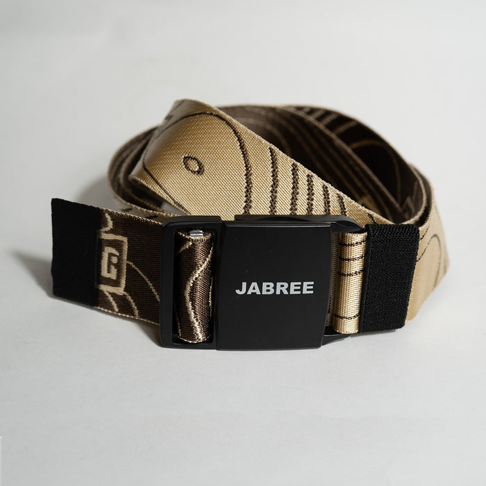 Tan Topographic Jabree Henderson Topo Belt, flat top-down view