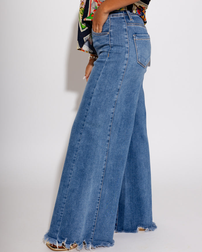 High Rise Ankle Wide Jeans