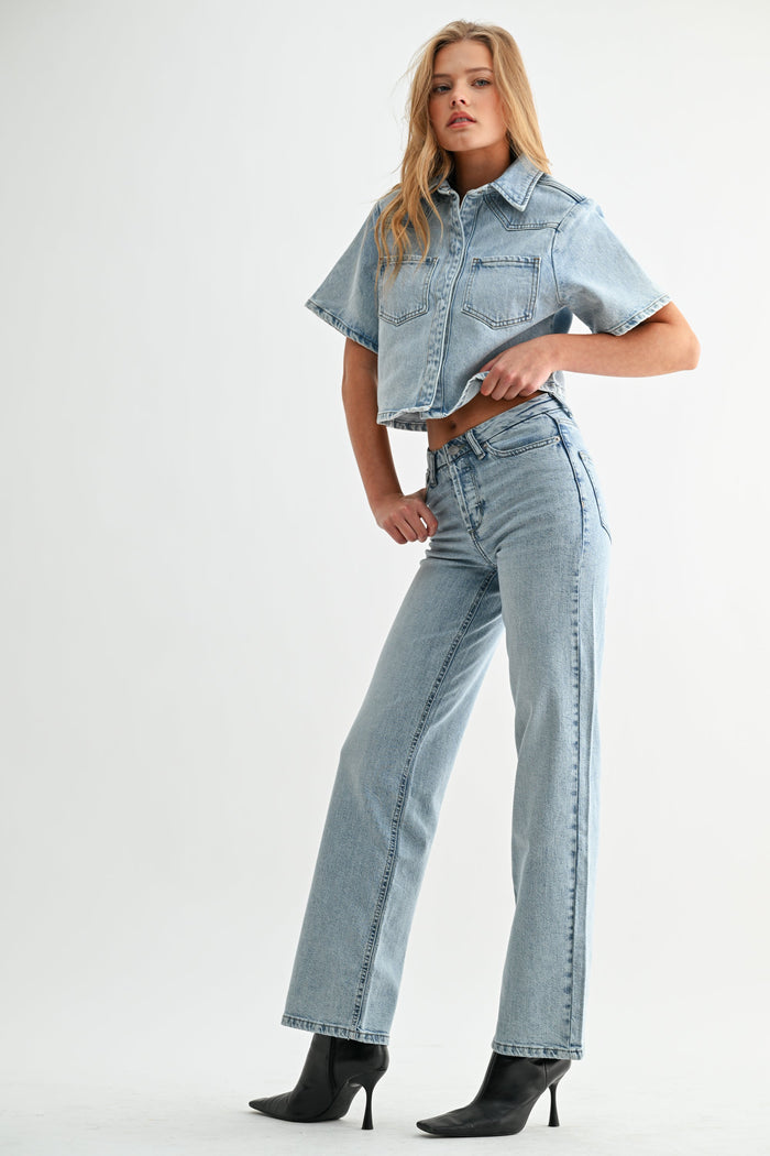 Jemina Denim - High Rise Hidden Waistband Straight -