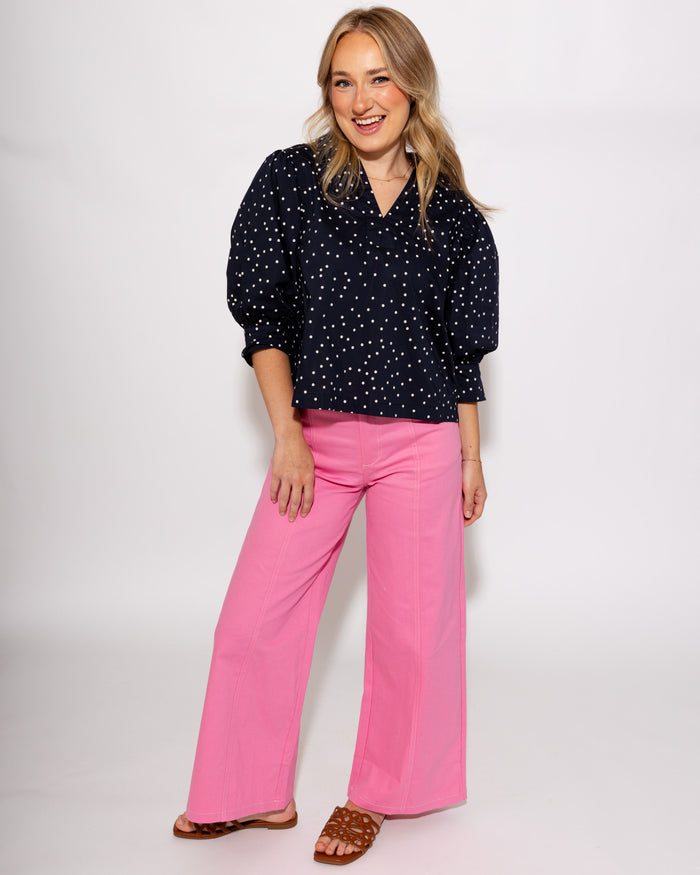 High Rise Stitch Seamed Crop Pants