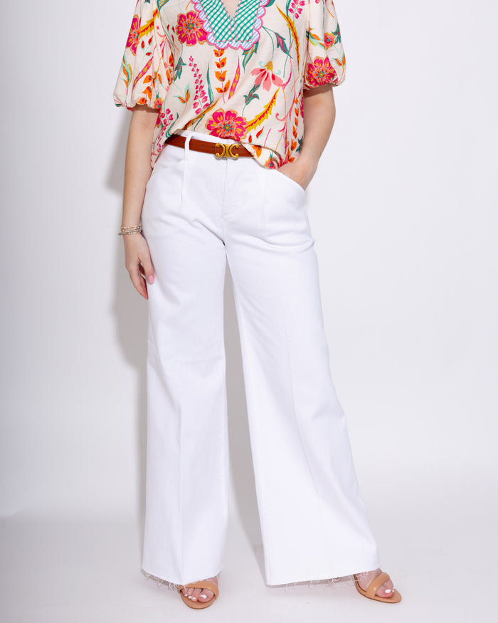 High Rise Wide Leg Pleated Jeans