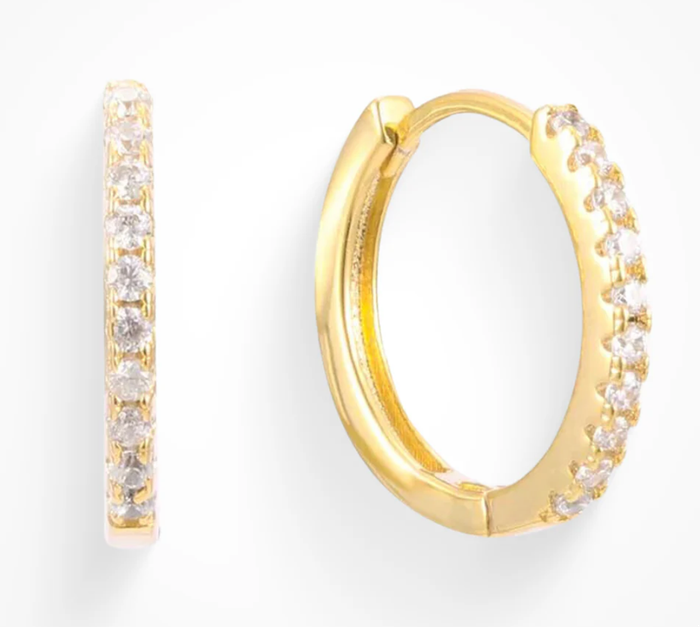 Huggie Charm Hoop 14k Earrings