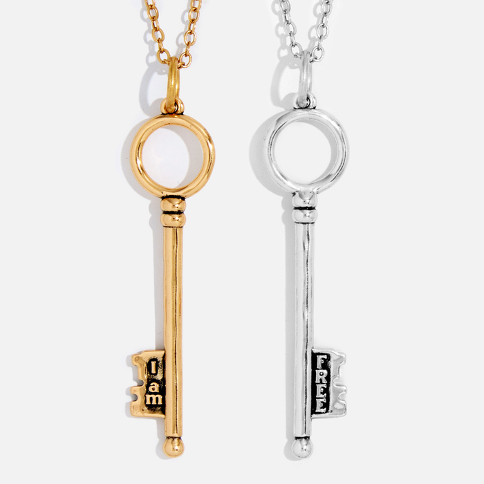 I Am Free Key Dainty Necklace: Gold